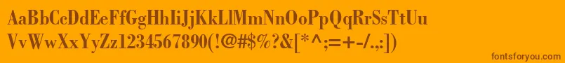BodoniLtBoldCondensed-Schriftart – Braune Schriften auf orangefarbenem Hintergrund