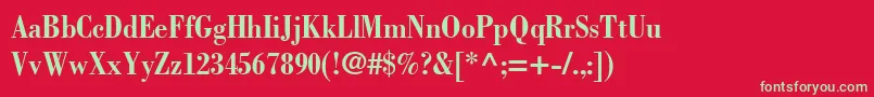 フォントBodoniLtBoldCondensed – 赤い背景に緑の文字