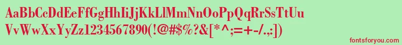 BodoniLtBoldCondensed Font – Red Fonts on Green Background