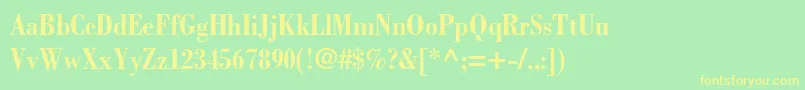 Weitere Informationen zur BodoniLtBoldCondensed-Schriftart BodoniLtBoldCondensed-Schriftart – Gelbe Schriften auf grünem Hintergrund