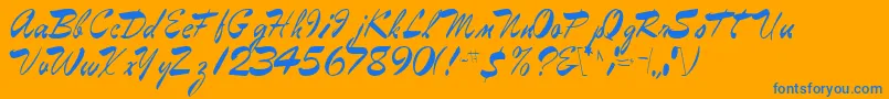 Weitere Informationen zur EggbertRegular-Schriftart EggbertRegular-Schriftart – Blaue Schriften auf orangefarbenem Hintergrund