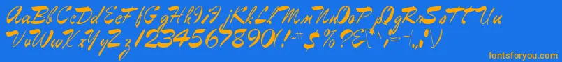 EggbertRegular-Schriftart – Orangefarbene Schriften auf blauem Hintergrund