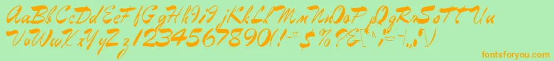 EggbertRegular-Schriftart – Orangefarbene Schriften auf grünem Hintergrund