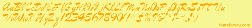 EggbertRegular-Schriftart – Orangefarbene Schriften auf gelbem Hintergrund