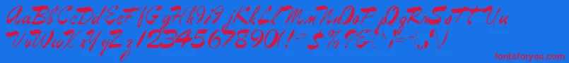 EggbertRegular Font – Red Fonts on Blue Background