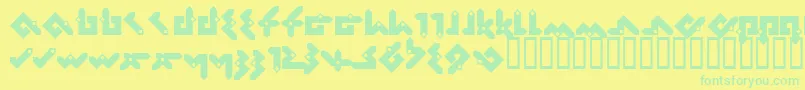 フォントPentomino – 黄色い背景に緑の文字