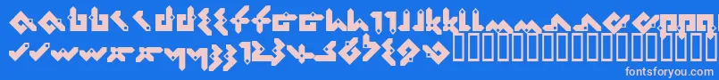 Pentomino Font – Pink Fonts on Blue Background