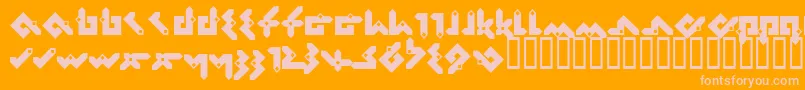 Pentomino Font – Pink Fonts on Orange Background
