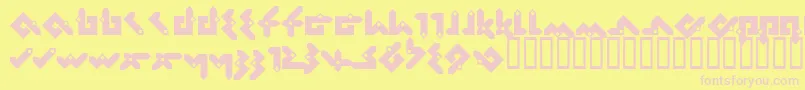 Pentomino Font – Pink Fonts on Yellow Background