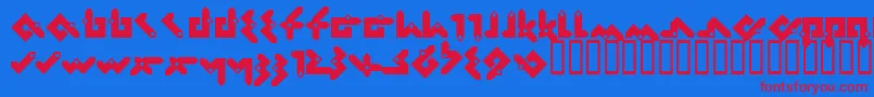 Pentomino Font – Red Fonts on Blue Background