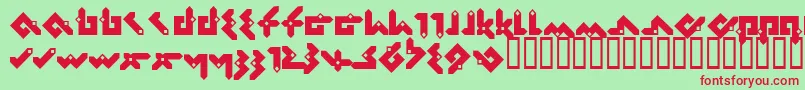 Pentomino-fontti – punaiset fontit vihreällä taustalla