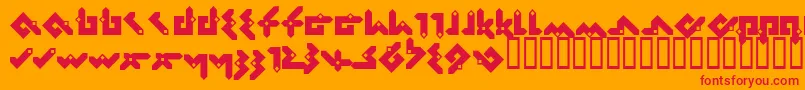 Pentomino-fontti – punaiset fontit oranssilla taustalla