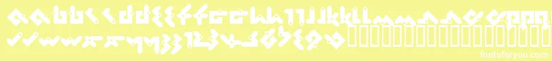 Fonte Pentomino – fontes brancas em um fundo amarelo