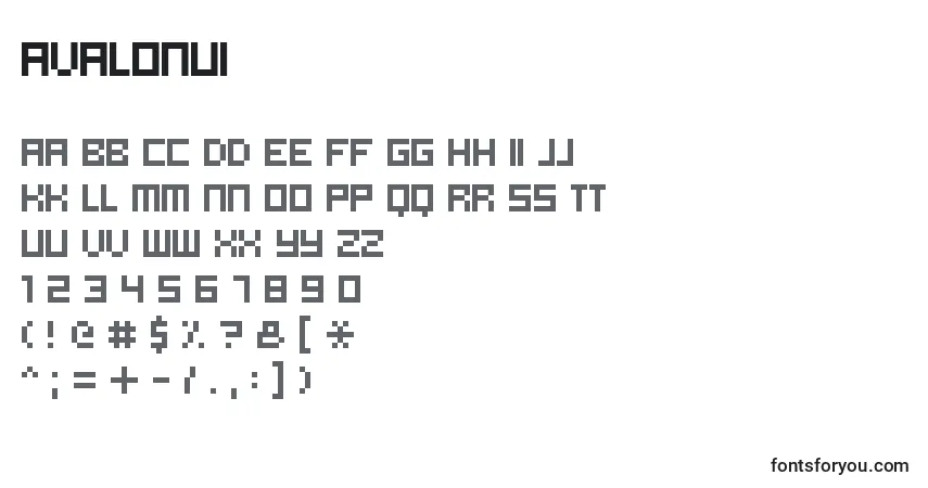 Шрифт AvalonUi – алфавит, цифры, специальные символы