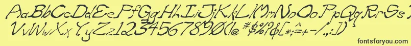 Fonte ZippitteyItalic – fontes pretas em um fundo amarelo