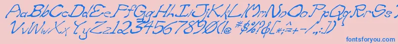 ZippitteyItalic-Schriftart – Blaue Schriften auf rosa Hintergrund