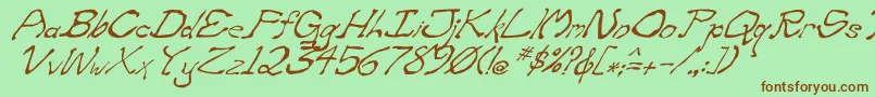 Шрифт ZippitteyItalic – коричневые шрифты на зелёном фоне