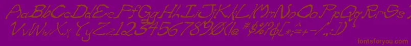 ZippitteyItalic-Schriftart – Braune Schriften auf violettem Hintergrund