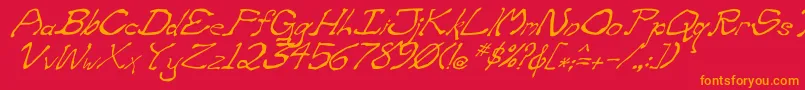 ZippitteyItalic-Schriftart – Orangefarbene Schriften auf rotem Hintergrund