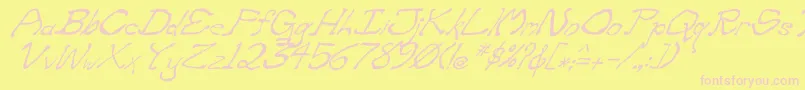 フォントZippitteyItalic – ピンクのフォント、黄色の背景