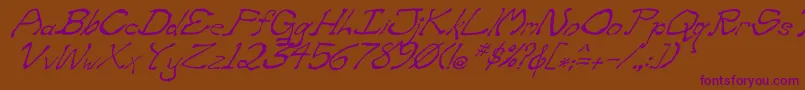 ZippitteyItalic-Schriftart – Violette Schriften auf braunem Hintergrund