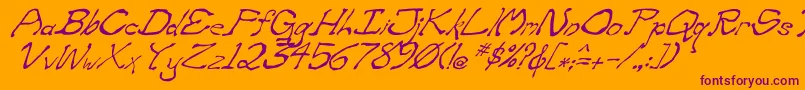 ZippitteyItalic-Schriftart – Violette Schriften auf orangefarbenem Hintergrund