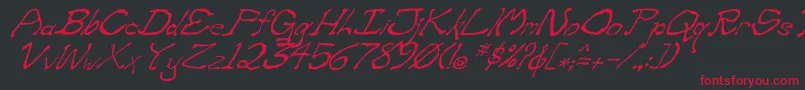 フォントZippitteyItalic – 黒い背景に赤い文字