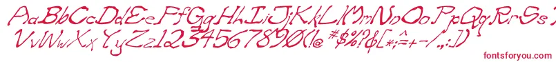 フォントZippitteyItalic – 白い背景に赤い文字