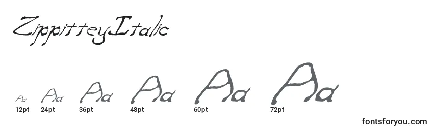 ZippitteyItalic Font Sizes