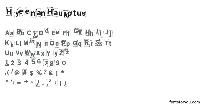 A fonte HyeenanHaukotus – alfabeto, números, caracteres especiais
