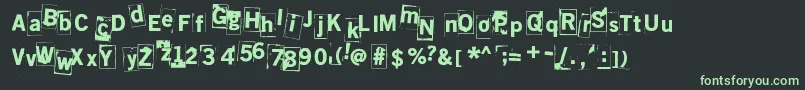 HyeenanHaukotus-fontti – vihreät fontit mustalla taustalla