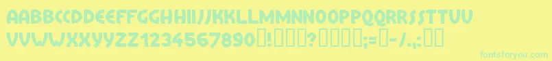 Treai-Schriftart – Grüne Schriften auf gelbem Hintergrund