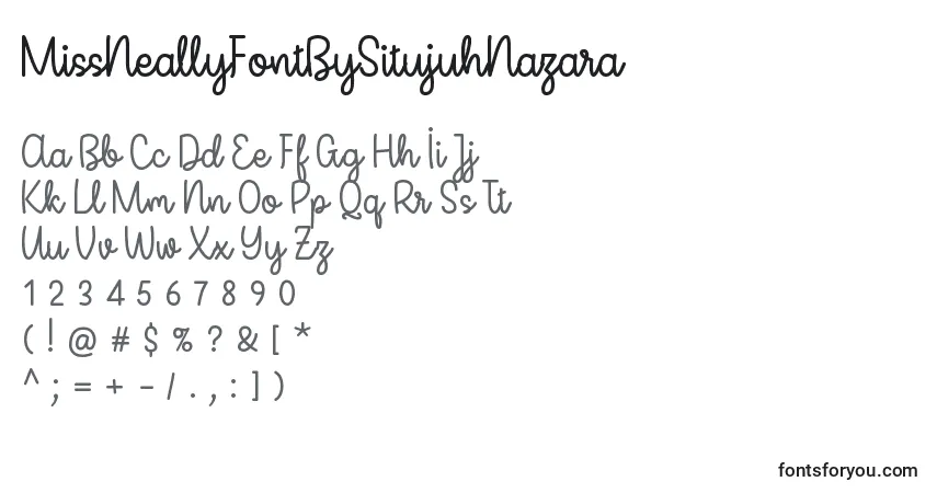 A fonte MissNeallyFontBySitujuhNazara – alfabeto, números, caracteres especiais