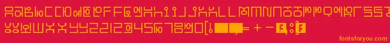 HangeulSimplify-Schriftart – Orangefarbene Schriften auf rotem Hintergrund