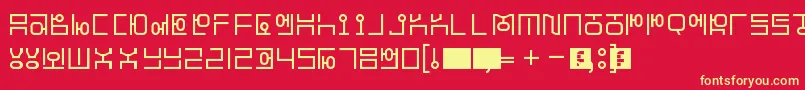 HangeulSimplify-Schriftart – Gelbe Schriften auf rotem Hintergrund