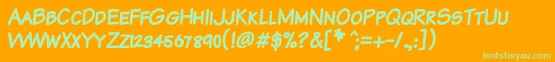 KomikaTextKapsBold Font – Green Fonts on Orange Background