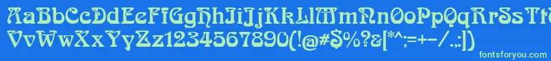 BoecklinsUniverse Font – Green Fonts on Blue Background