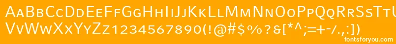 CompatilFactLtComRegularSmallCaps-fontti – valkoiset fontit oranssilla taustalla