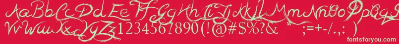 TeaserHouses Font – Green Fonts on Red Background