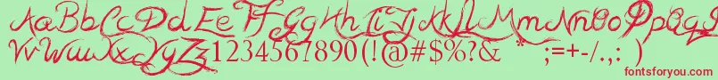 TeaserHouses Font – Red Fonts on Green Background