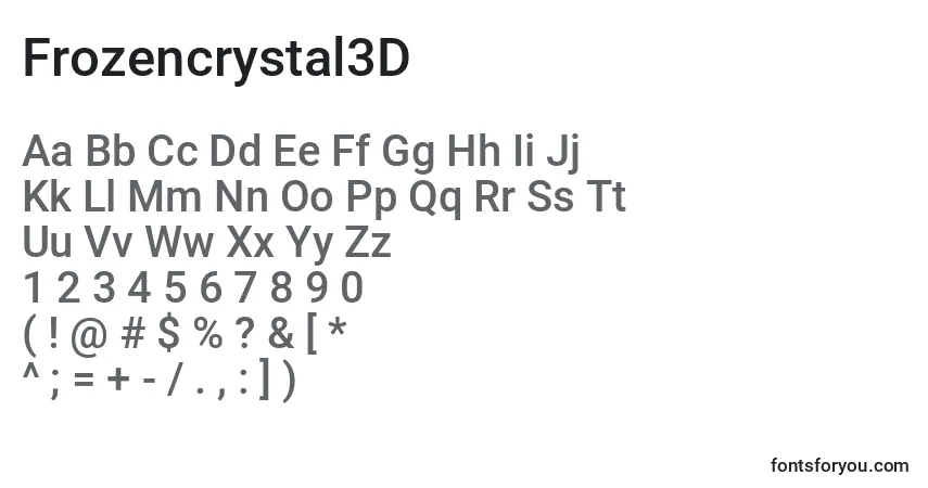 Czcionka Frozencrystal3D – alfabet, cyfry, specjalne znaki