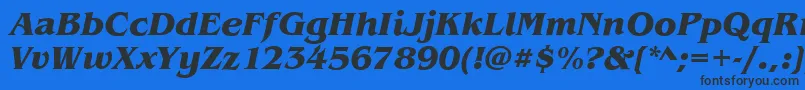 BenjaminBoldItalic Font – Black Fonts on Blue Background