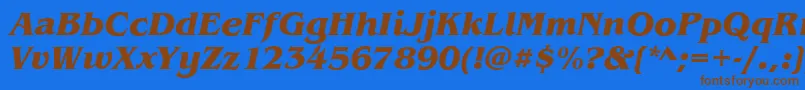 BenjaminBoldItalic-Schriftart – Braune Schriften auf blauem Hintergrund