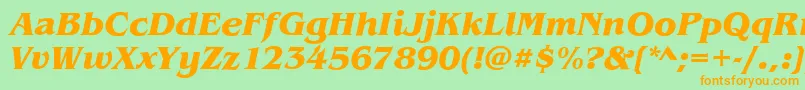 BenjaminBoldItalic Font – Orange Fonts on Green Background