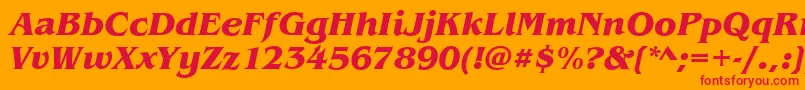 BenjaminBoldItalic Font – Red Fonts on Orange Background