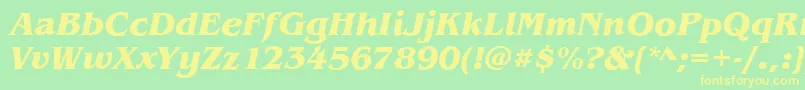 BenjaminBoldItalic Font – Yellow Fonts on Green Background