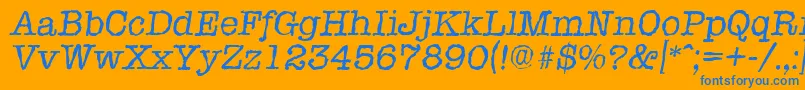 TypewriterrandomItalic Font – Blue Fonts on Orange Background