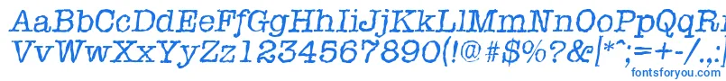 TypewriterrandomItalic Font – Blue Fonts on White Background