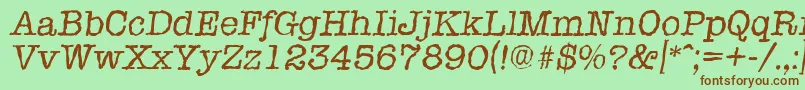 TypewriterrandomItalic Font – Brown Fonts on Green Background