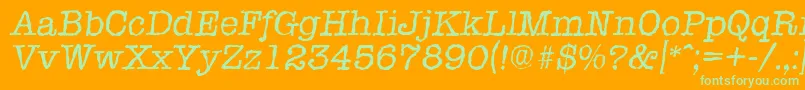 TypewriterrandomItalic-Schriftart – Grüne Schriften auf orangefarbenem Hintergrund